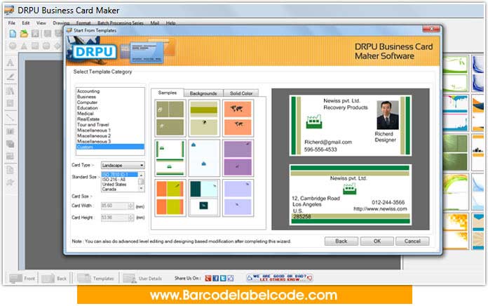 Business Card Designs Software screenshot