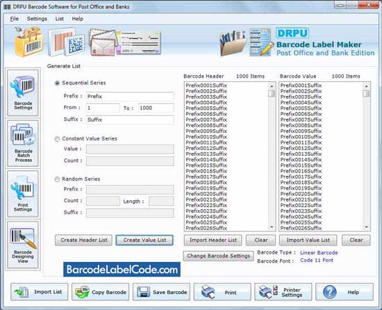 Post Office Barcode Labels