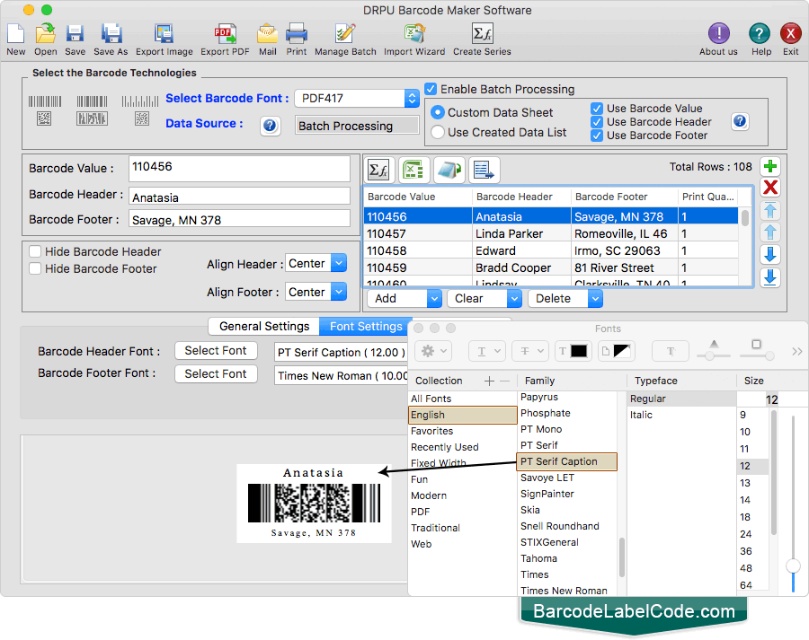 Font Settings Font Settings