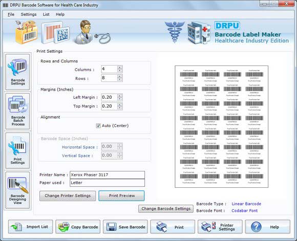 Screenshot of Hospital 2d Barcodes