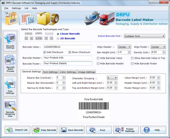 Packaging Industry Barcode Labels screen shot