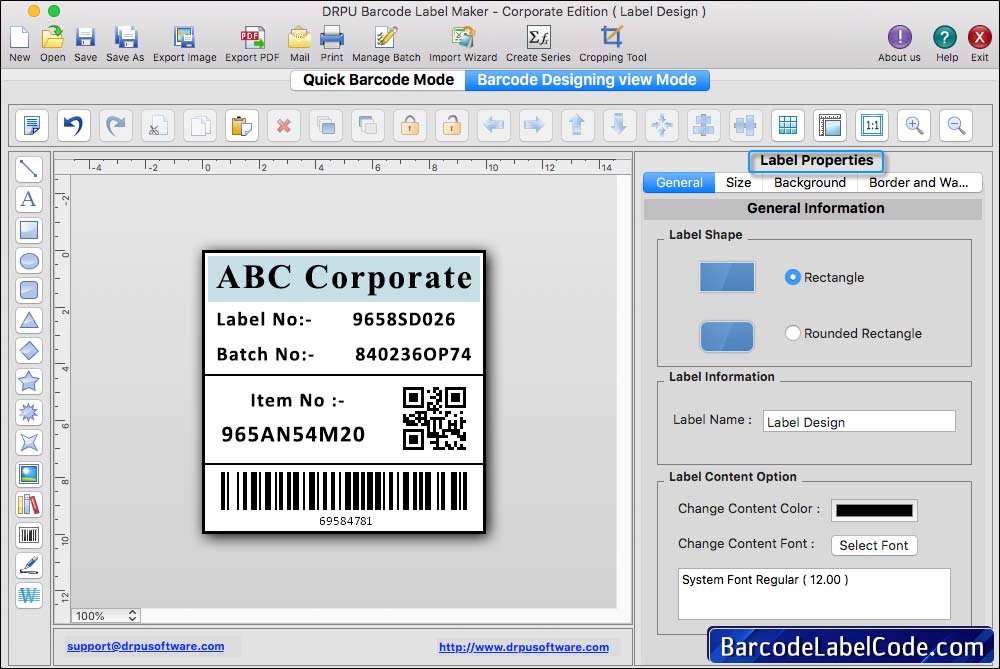 Mac Barcode Label Maker Software (Corporate Edition)