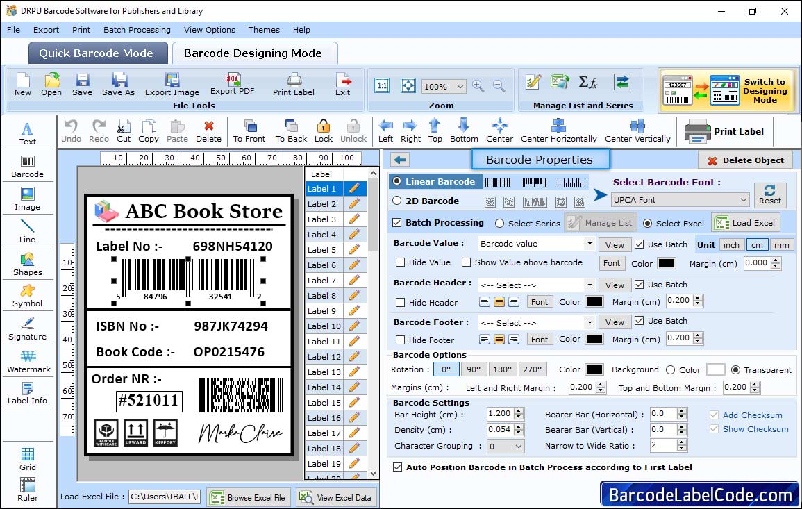  Barcode properties