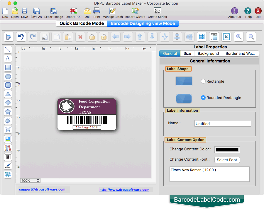 Mac Barcode Label Maker Software (Corporate Edition)