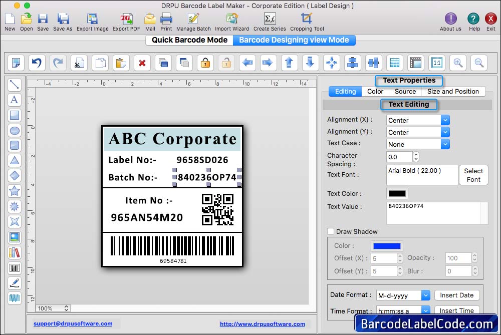 Mac Barcode Label Maker Software (Corporate Edition)