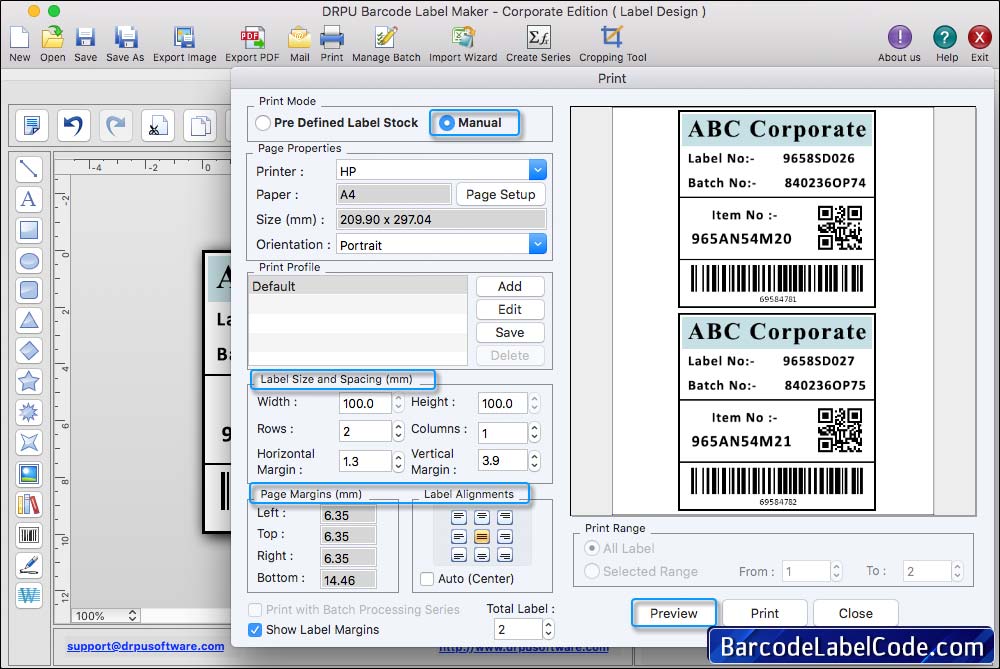 Mac Barcode Label Maker Software (Corporate Edition)