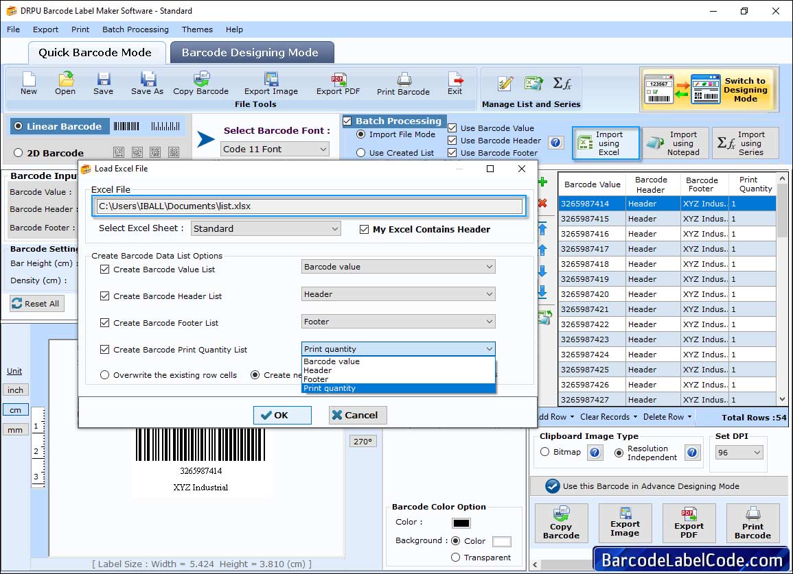 load excel